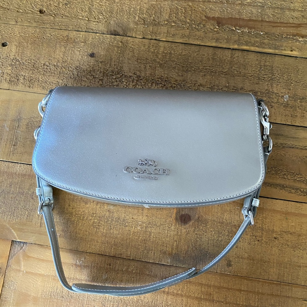 Coach Silver Andrea Leather Shoulder Bag